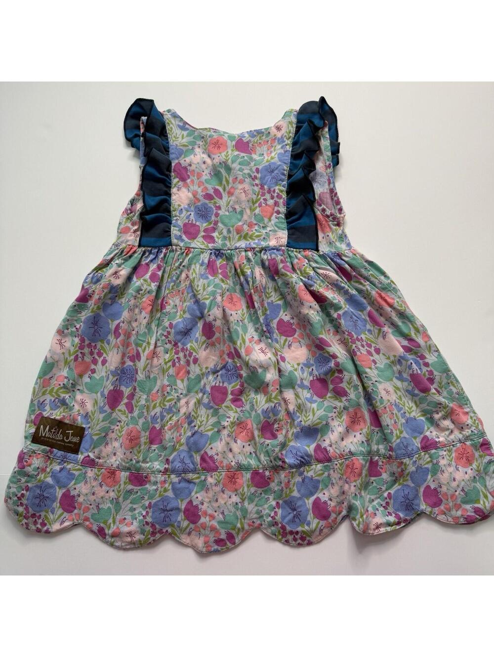 Matilda Jane Girls Dress Size 4 Floral Scallop Hem Flutter Sleeve Boutique - Picture 6 of 8